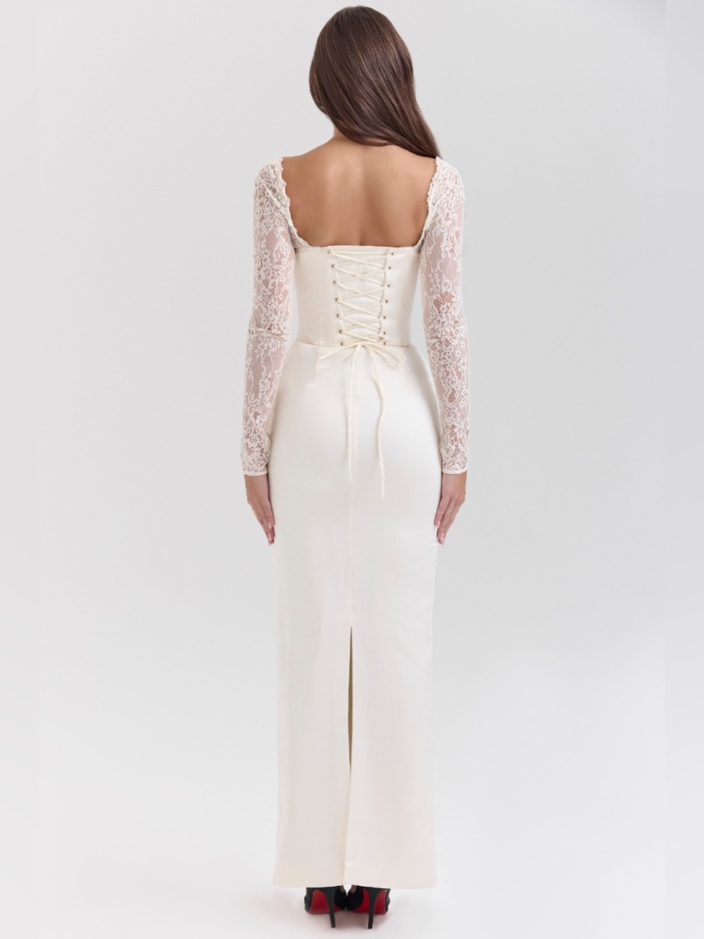 House of CB Perdi Vintage Ivory Satin Maxi Dress - Picture 8 of 13